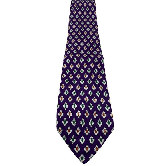 BROOKS BROTHERS Makers Men's Silk Necktie Designer Purple Green Orange‎ 59" Long - Picture 3 of 6